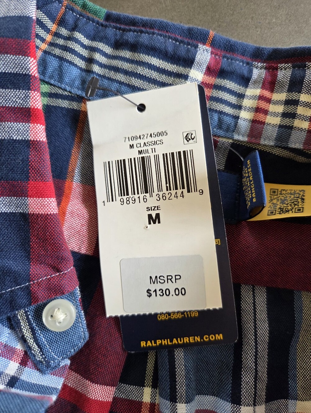 Polo Ralph Lauren Men's Classic Fit Plaid Oxford Shirt Size Medium NWT Preppy - Picture 6 of 12